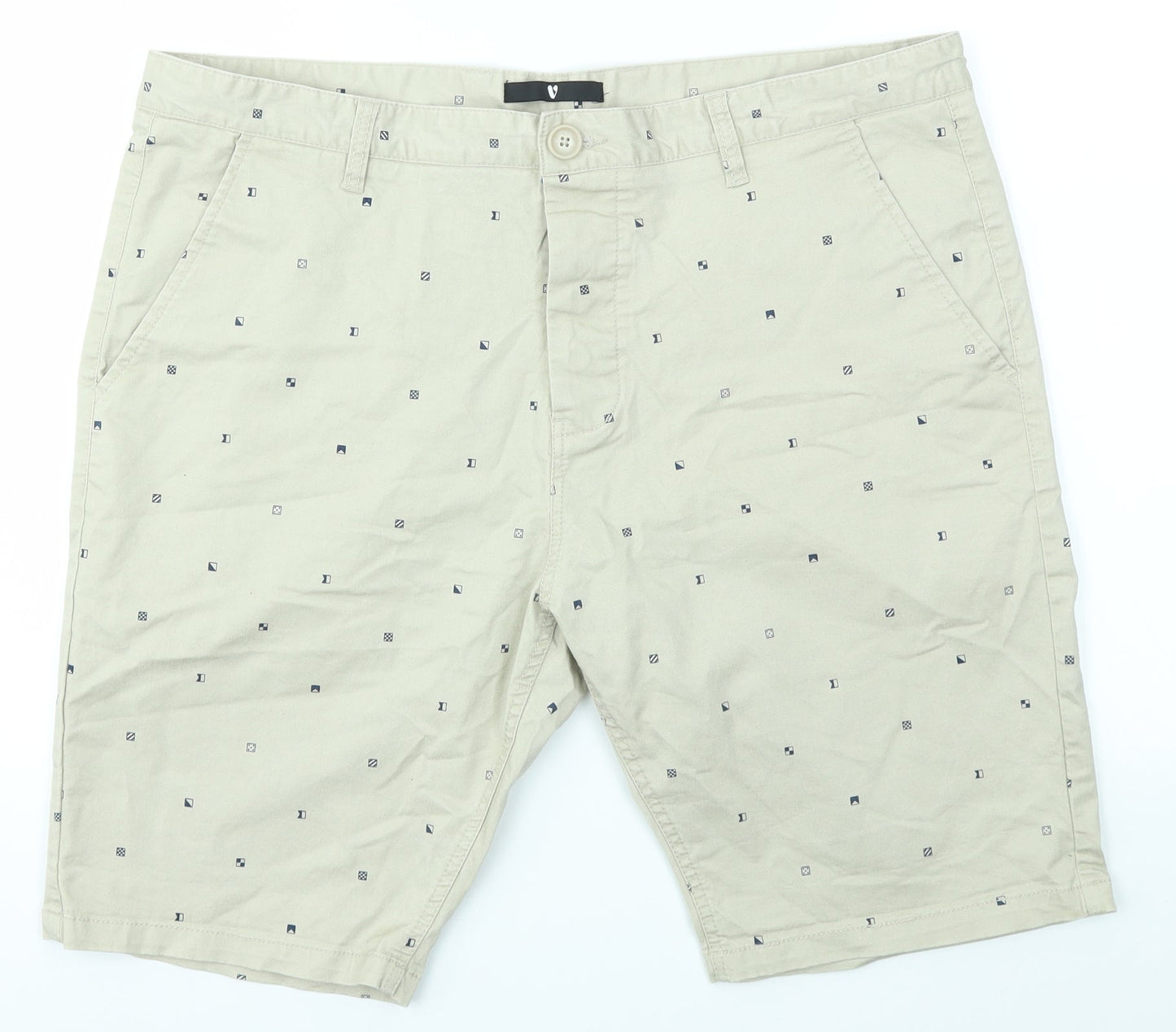 Be Very Womens Beige Geometric  Cut-Off Shorts Size 38