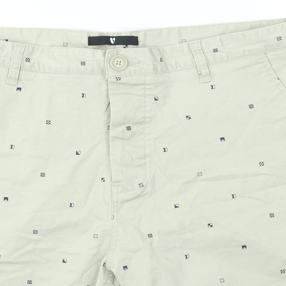 Be Very Womens Beige Geometric  Cut-Off Shorts Size 38