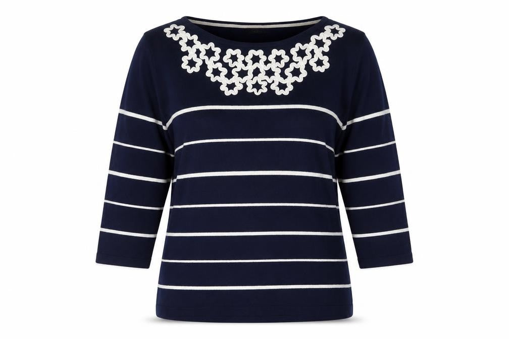 Bonmarché Womens Blue Striped Pullover Jumper Size L