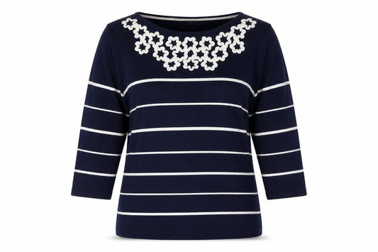 Bonmarché Womens Blue Striped Pullover Jumper Size L