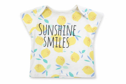 Front view of F&F girls’ yellow geometric basic t-shirt, size 2-3, years