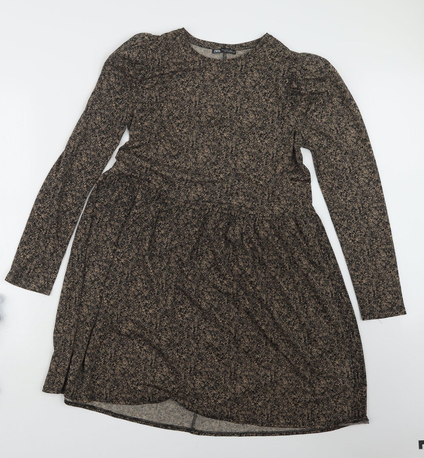 Zara Womens Beige Floral  T-Shirt Dress  Size S