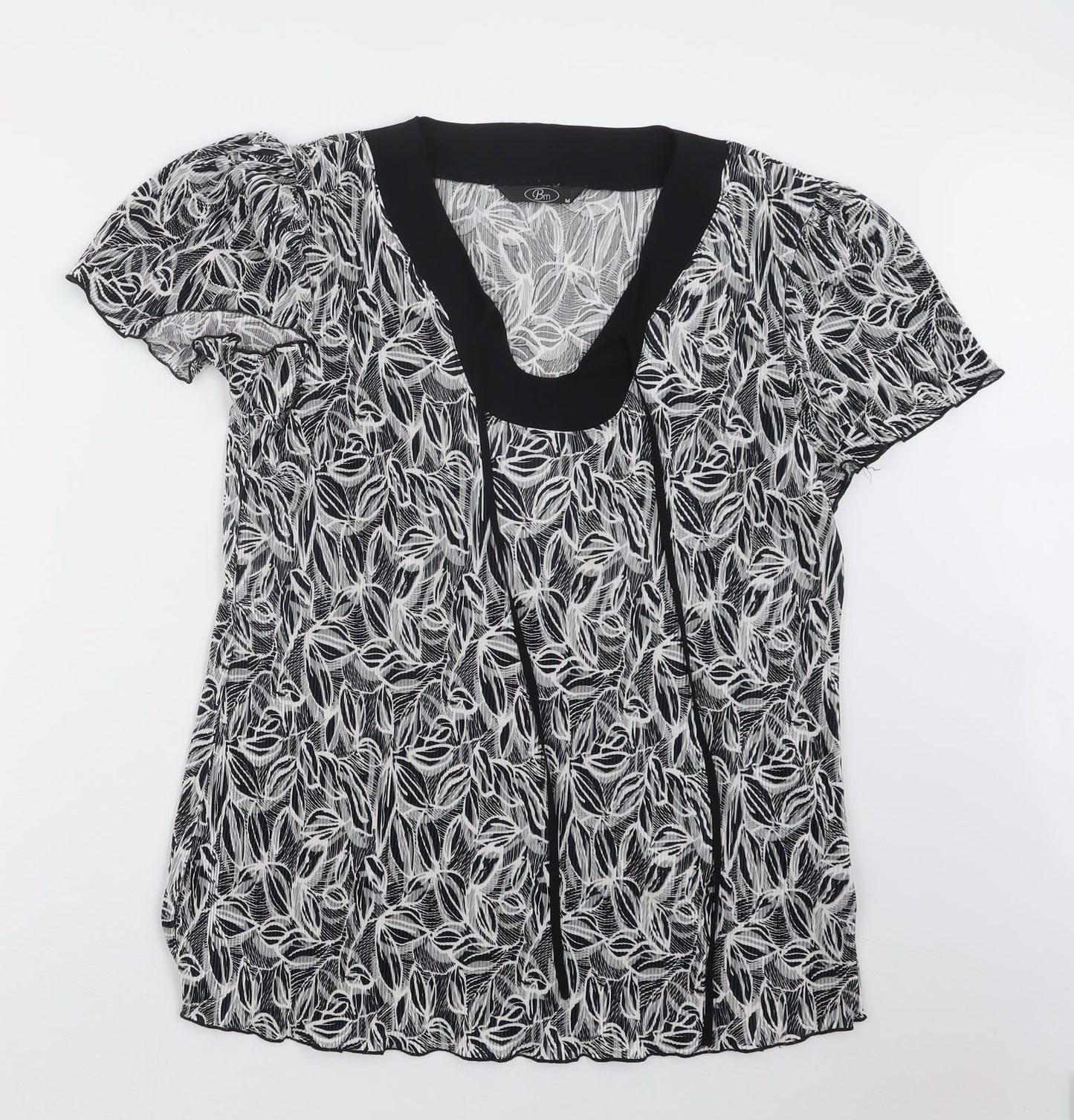 BM Womens Black Geometric  Basic Blouse Size M