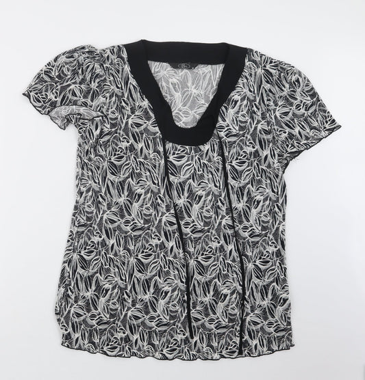 BM Womens Black Geometric  Basic Blouse Size M