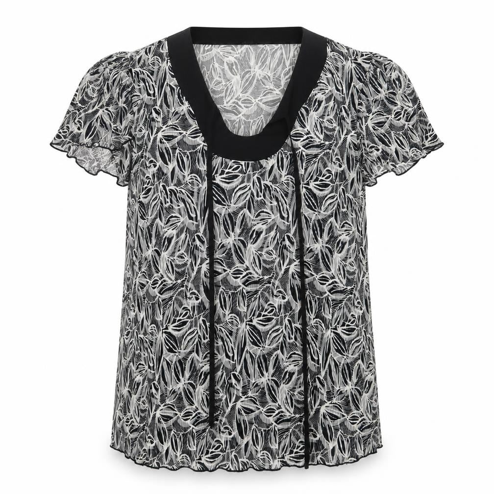 BM Womens Black Geometric  Basic Blouse Size M