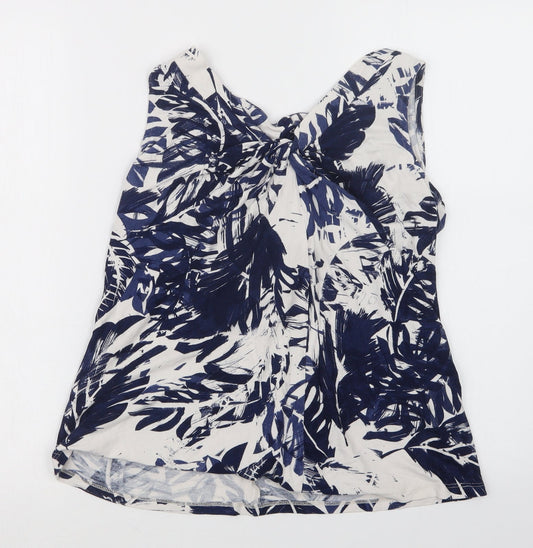 Soon Womens Blue Geometric  Basic Button-Up Size 12