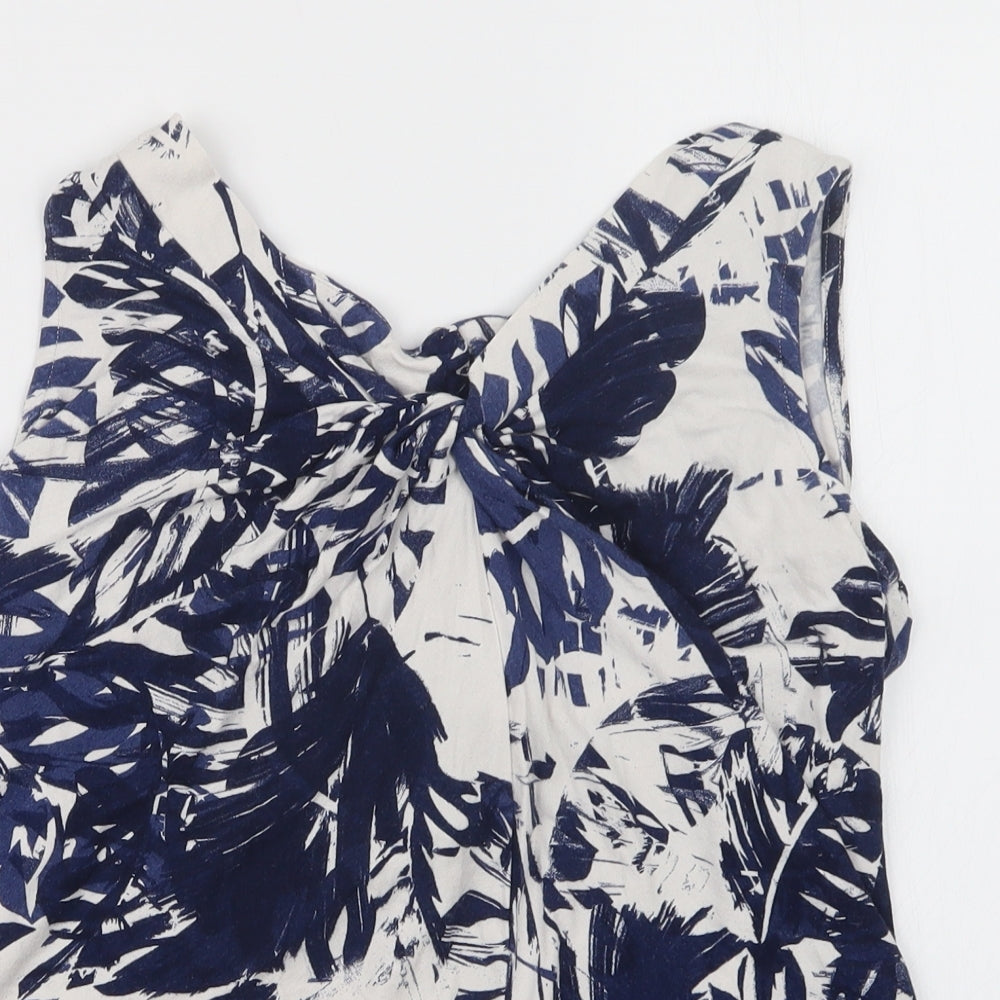 Soon Womens Blue Geometric  Basic Button-Up Size 12
