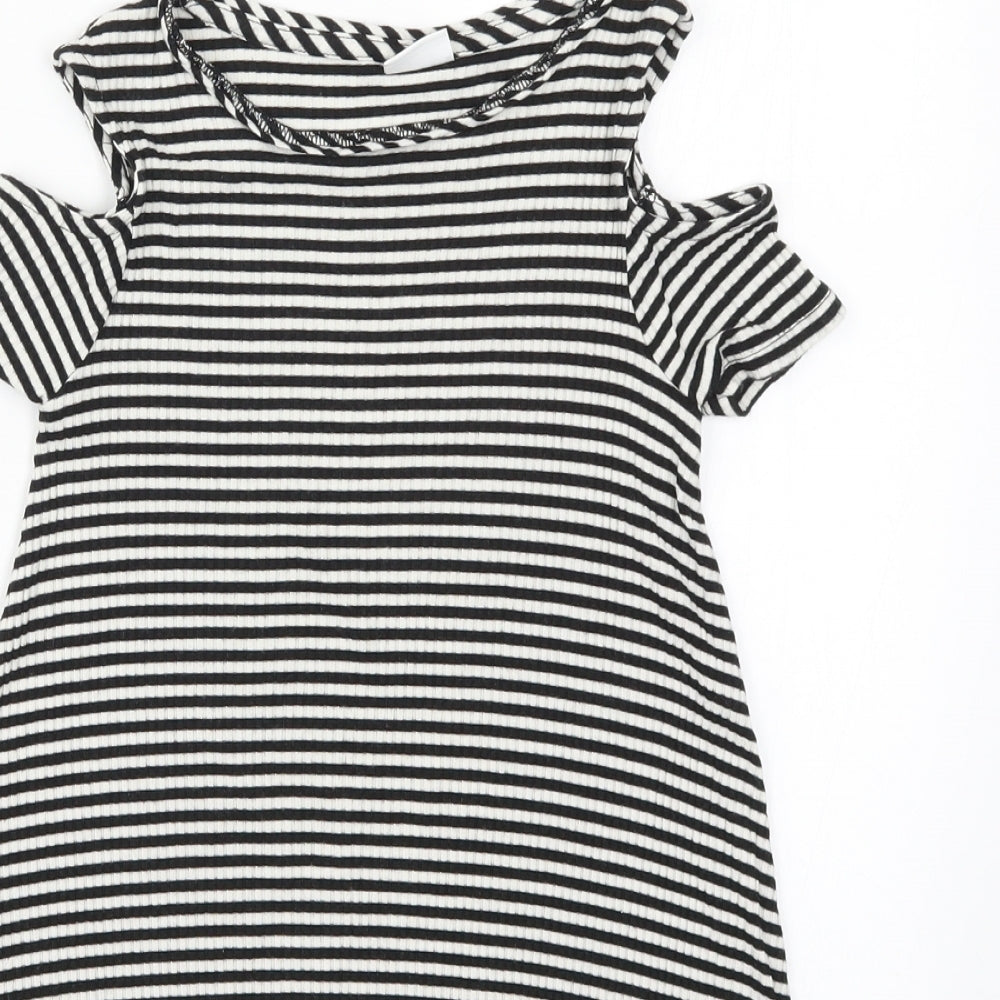 F&F Girls Black Striped  A-Line  Size 8-9 Years