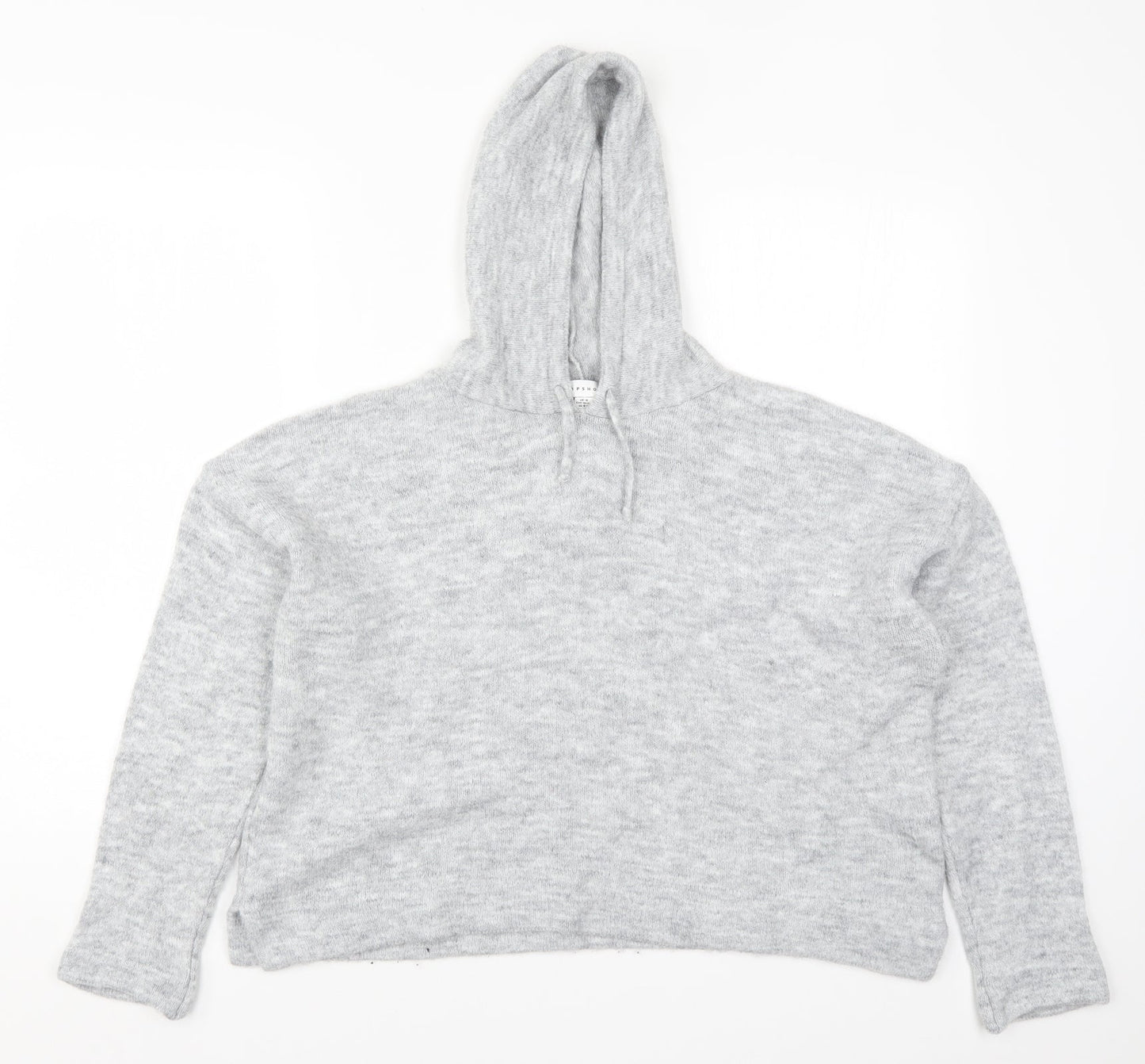 Topshop Womens Grey  Knit Pullover Hoodie Size M