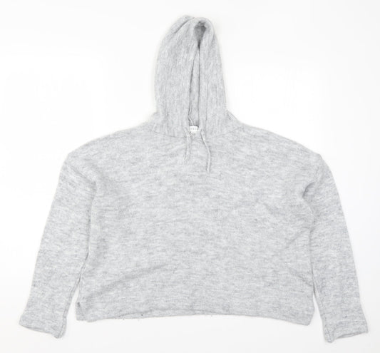 Topshop Womens Grey  Knit Pullover Hoodie Size M
