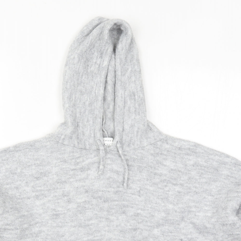 Topshop Womens Grey  Knit Pullover Hoodie Size M