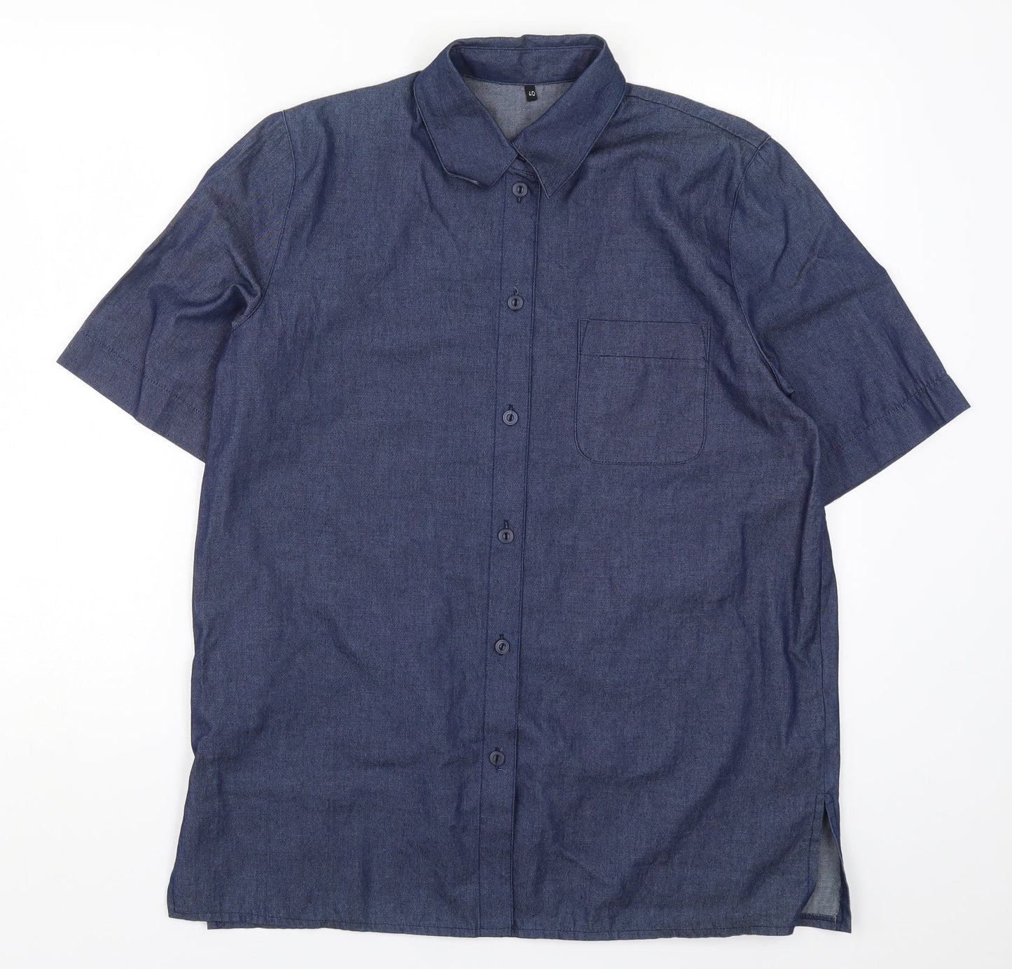 Preworn Womens Blue  Denim Basic Button-Up Size 12