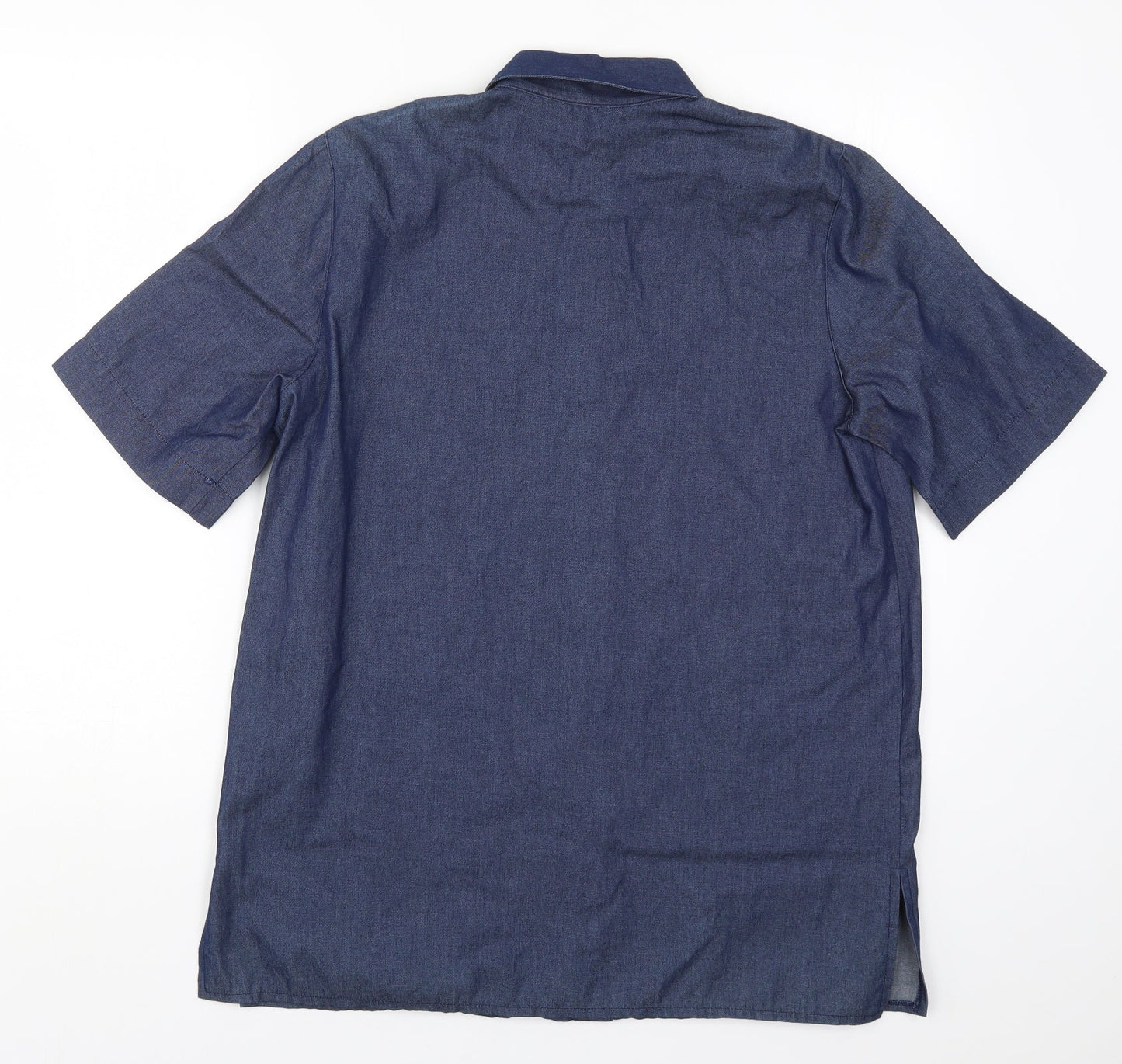 Preworn Womens Blue  Denim Basic Button-Up Size 12