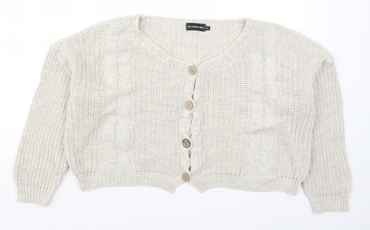 The Fashion Bible Womens Beige  Knit Cardigan Jumper One Size