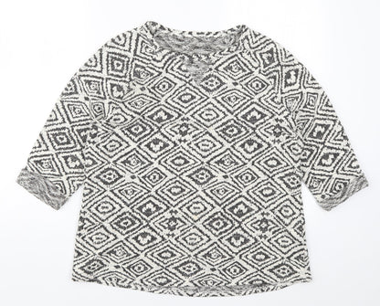 Matalan Womens Grey Geometric  Pullover Jumper Size 14