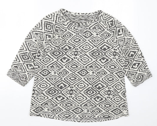 Matalan Womens Grey Geometric  Pullover Jumper Size 14