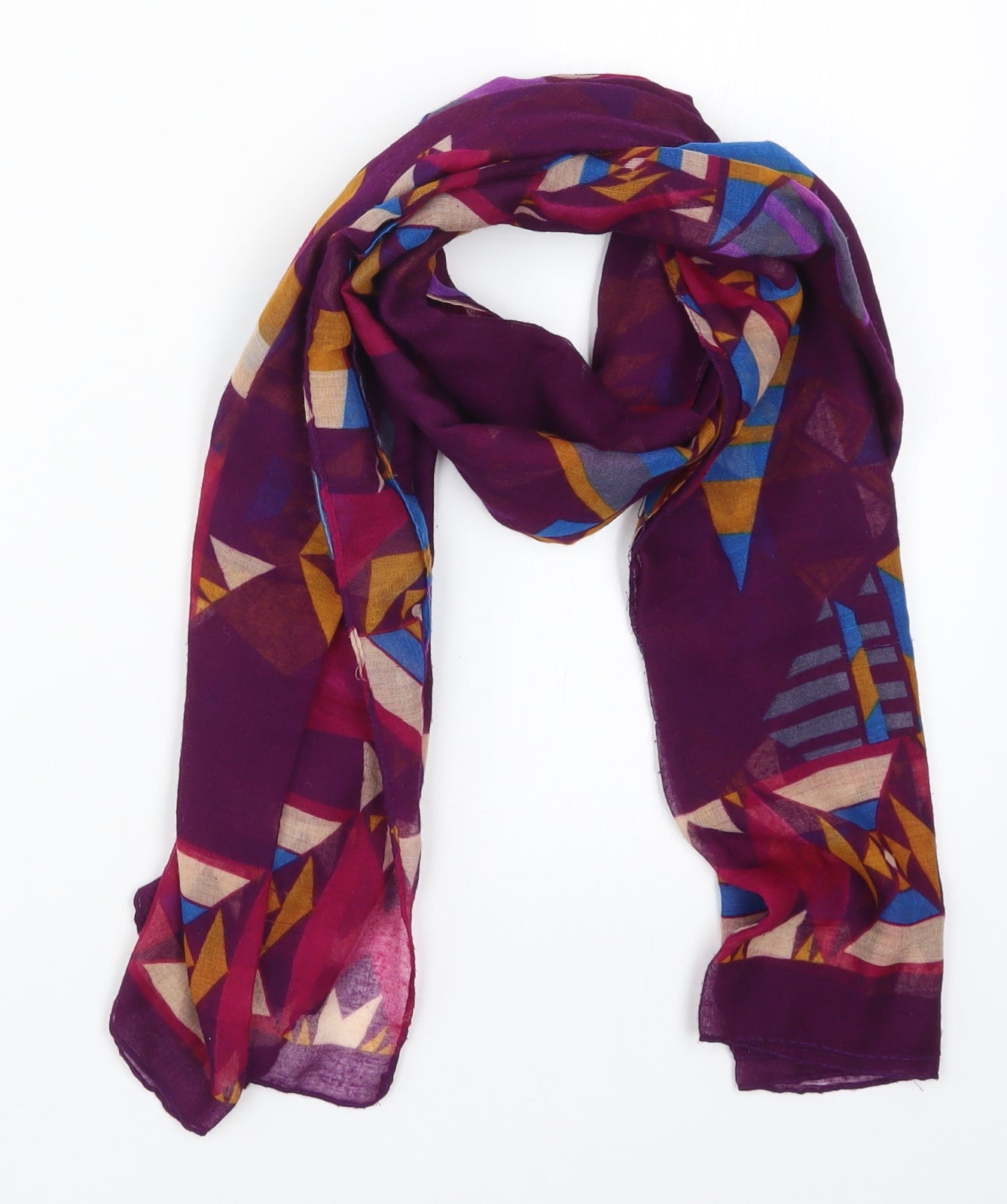 Preworn Womens Purple Geometric   Scarf