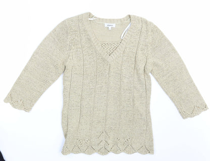 Additional front view of Papaya women’s beige jumper, size UK 10
