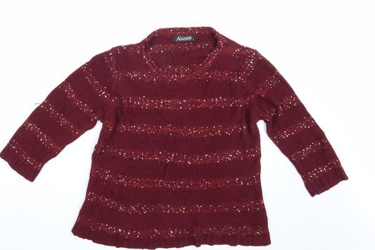 Alexara  Womens Purple Striped  Pullover Jumper Size L