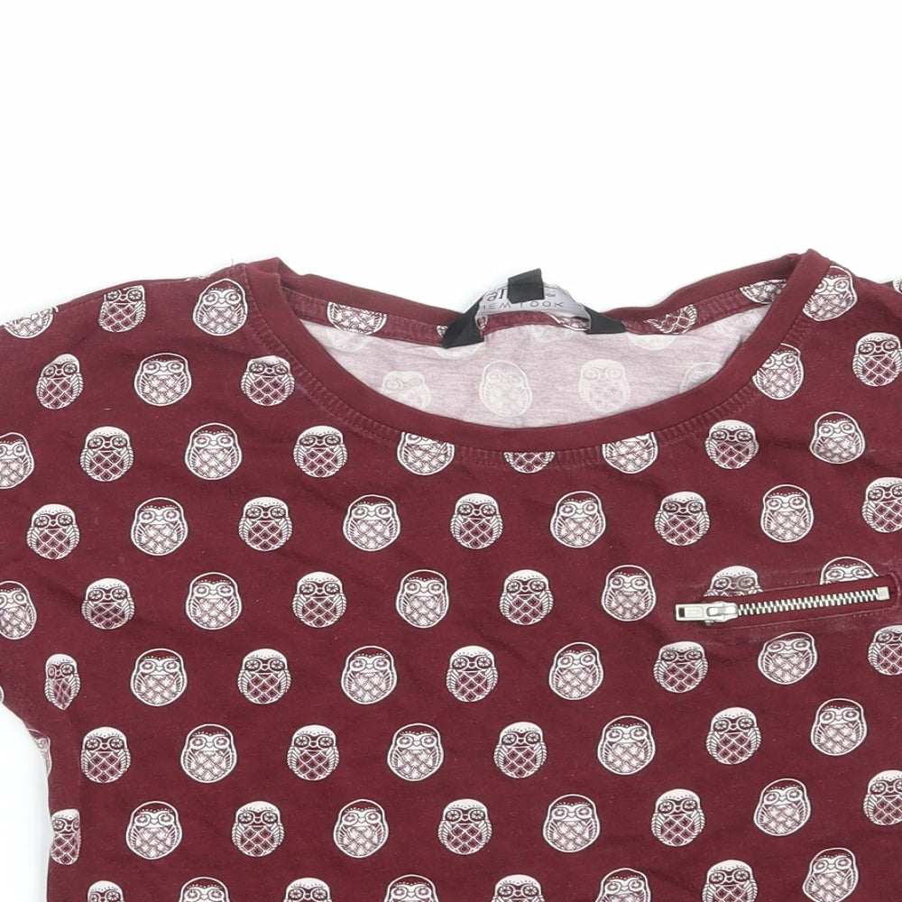 New Look Girls Purple Animal Print  Basic T-Shirt Size 12-13 Years