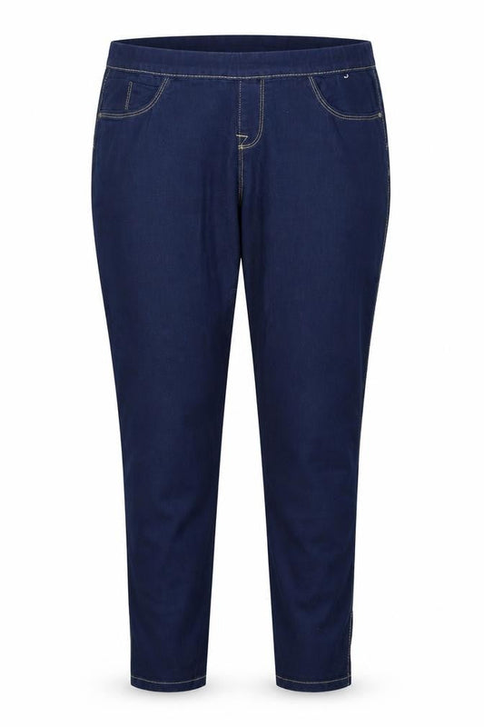 Front view of Denim & Co. women’s blue denim skinny jeans, size UK 14, 27-inch leg