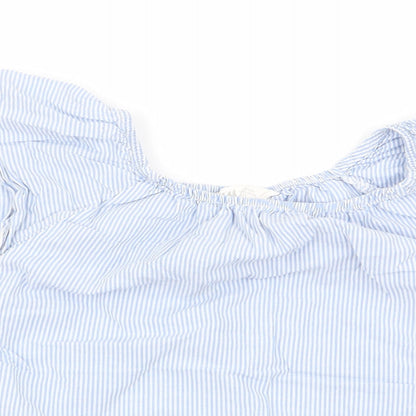 Close-up detail of H&M girls’ multicoloured striped basic blouse, size 9, years