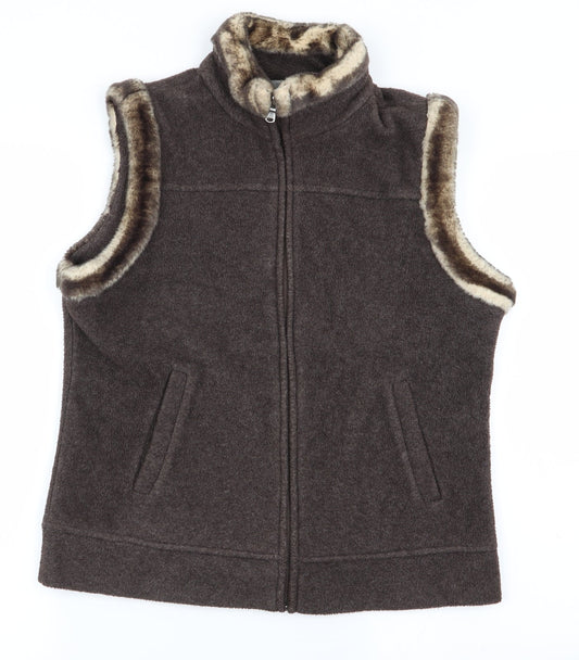 M&S Womens Brown   Full Zip Jumper Size 12