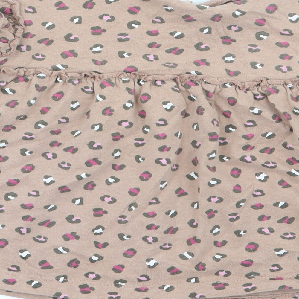 Asda George Girls Brown Animal Print  Basic T-Shirt Size 2-3 Years