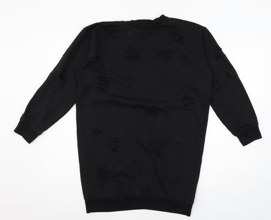 Parisian Womens Black  Jersey Pullover Sweatshirt Size 8  - Distressed