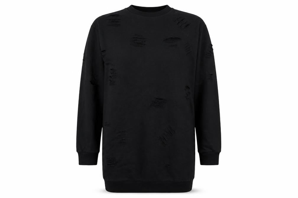 Parisian Womens Black  Jersey Pullover Sweatshirt Size 8  - Distressed
