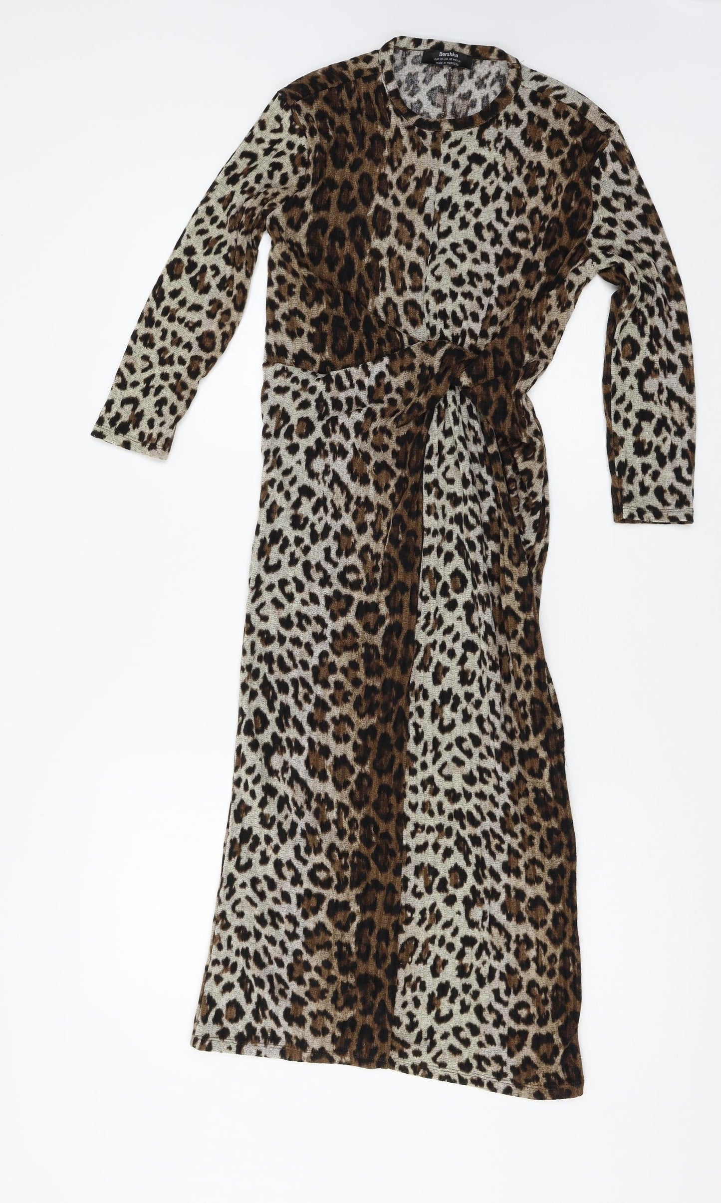 Bershka Womens Brown Animal Print Jersey Bodycon  Size XS