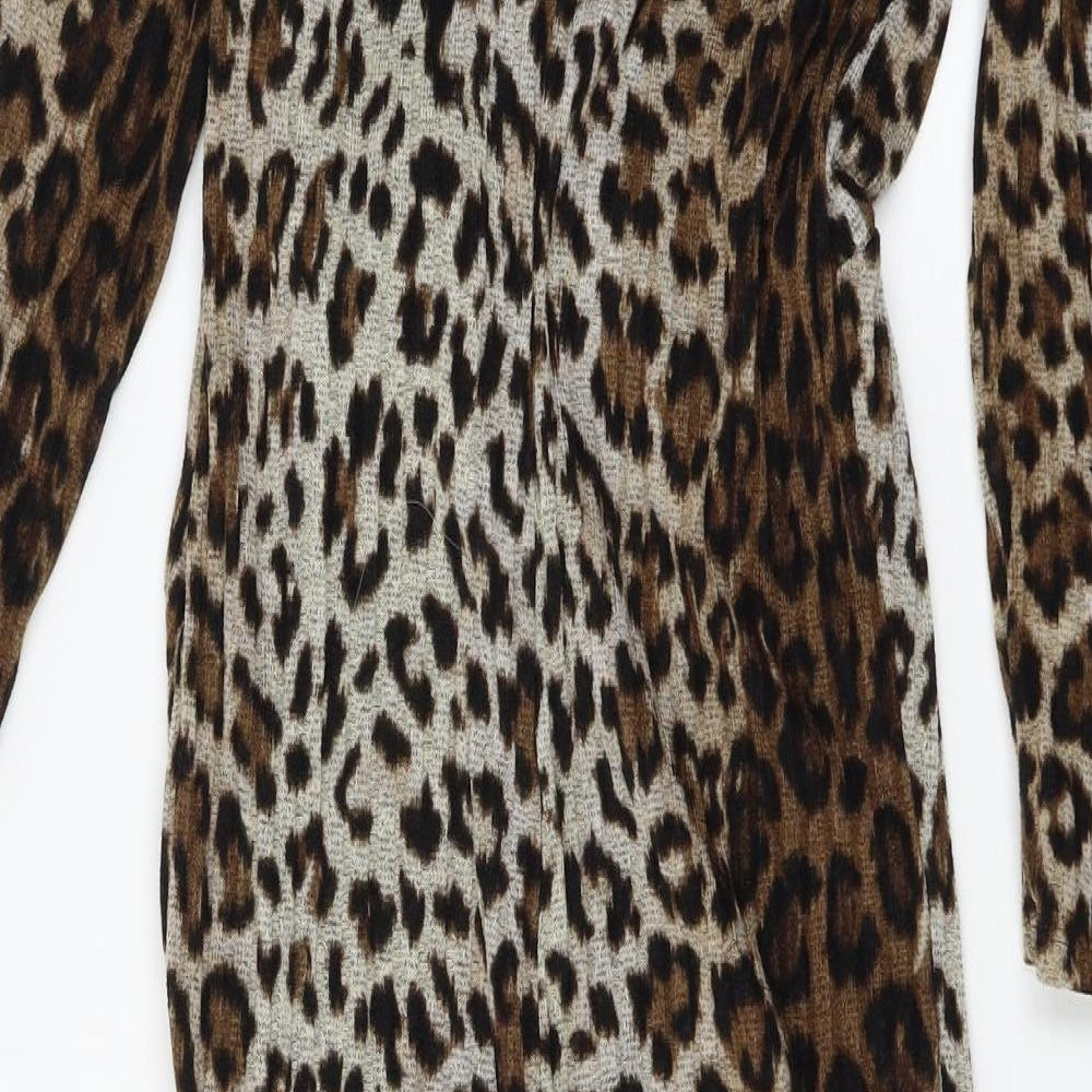 Bershka Womens Brown Animal Print Jersey Bodycon  Size XS