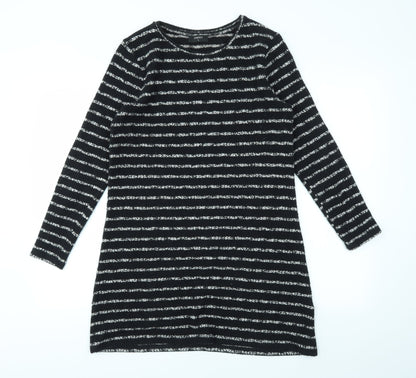 Additional front view of Papaya women’s black striped fit & flare, size S