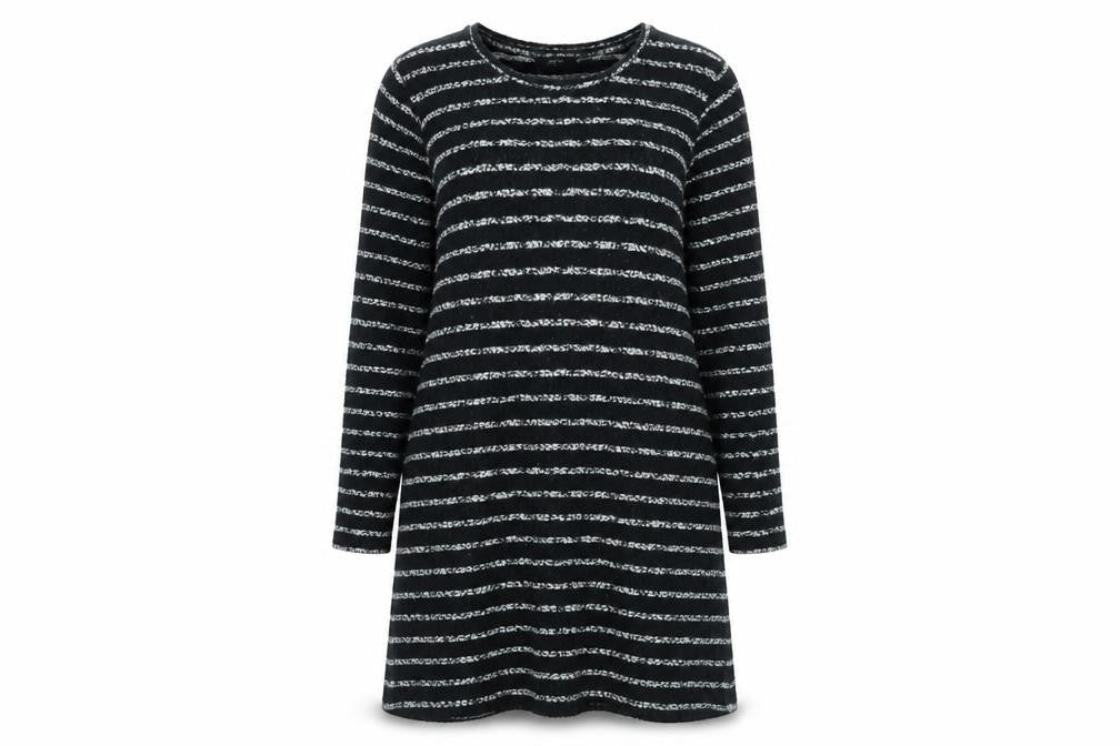 Papaya Womens Black Striped  Fit & Flare  Size S