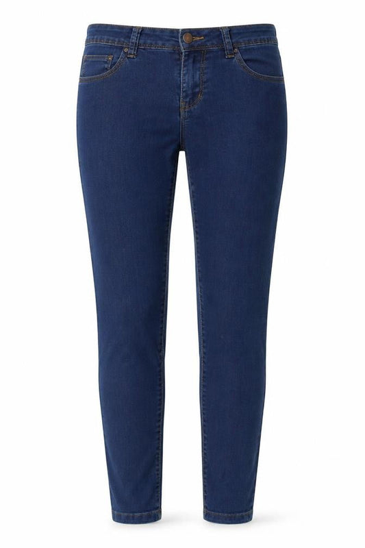 Front view of Denim women’s blue skinny jeans, size UK 6, 28-inch leg