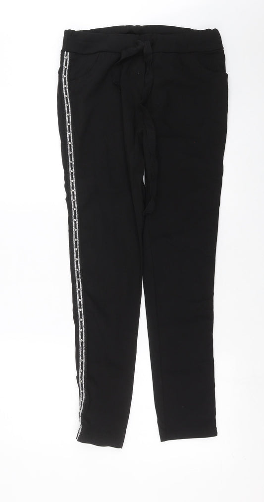 Preworn Womens Black   Trousers  Size 32 in L29 in - beaded detail