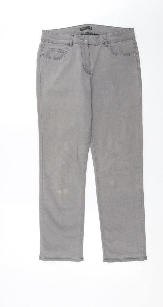 Preworn Womens Grey  Denim Straight Jeans Size 12 L27 in