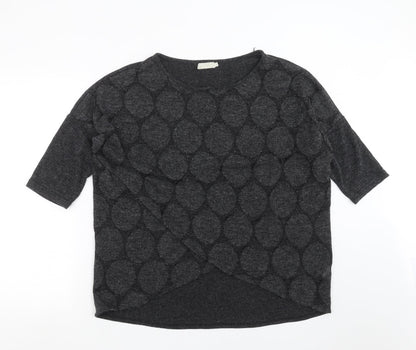 QED London Womens Grey Geometric Knit Pullover Jumper Size L