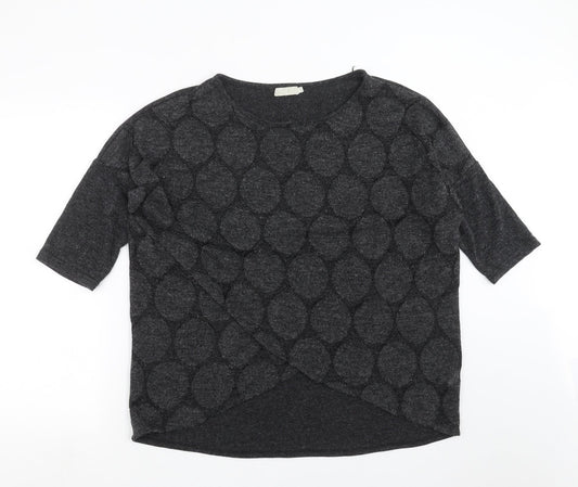 QED London Womens Grey Geometric Knit Pullover Jumper Size L