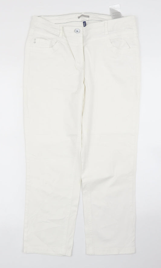 Cecil Womens White   Pedal Pusher Trousers Size 30 in L23 in