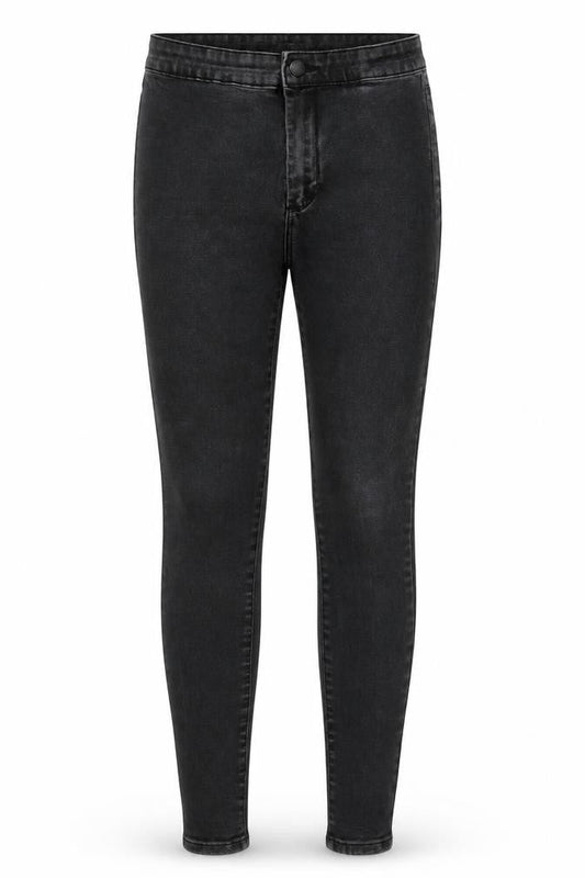 Front view of Denim & Co. women’s black skinny jeans, size UK 12, 29-inch leg