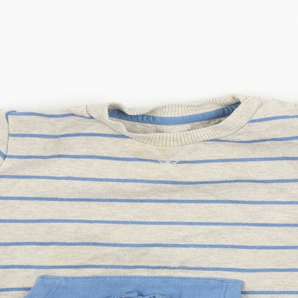 F&F  Boys Beige Striped  Pullover Jumper Size 9-12 Months