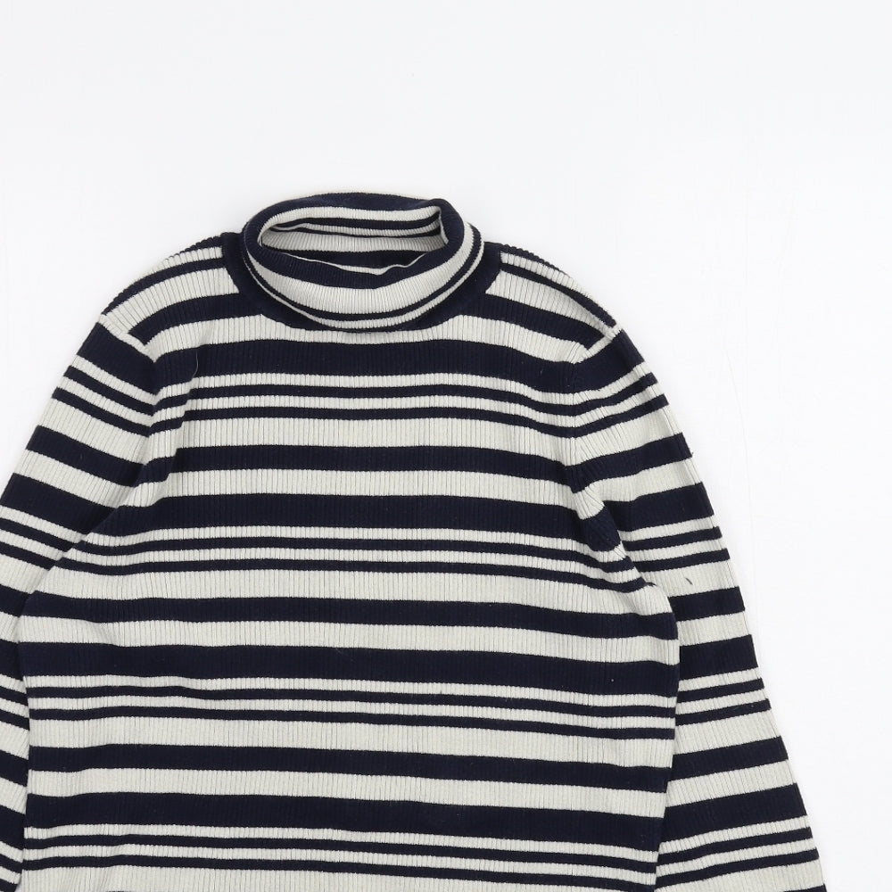 Warehouse Womens White Striped  Basic T-Shirt Size 12