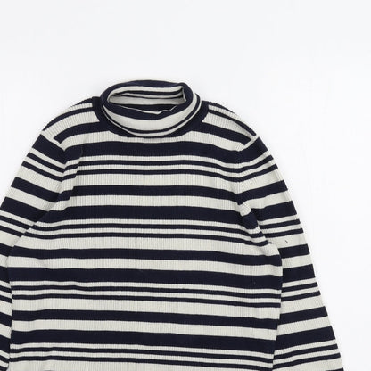 Warehouse Womens White Striped  Basic T-Shirt Size 12