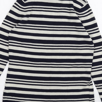 Warehouse Womens White Striped  Basic T-Shirt Size 12
