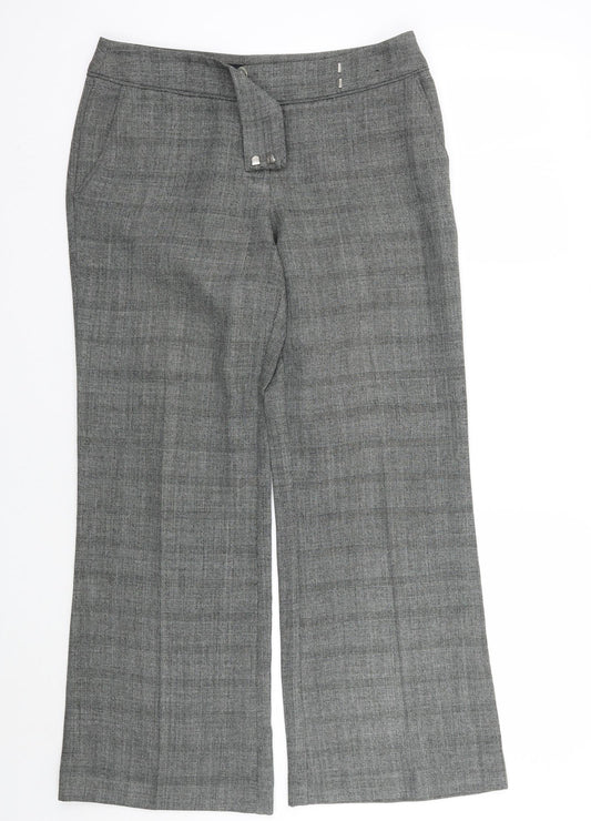 Evie Womens Grey Check  Trousers  Size 10 L29 in