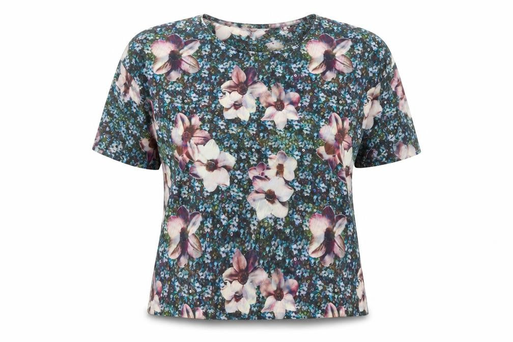 Topshop Womens Multicoloured Floral  Basic T-Shirt Size 6