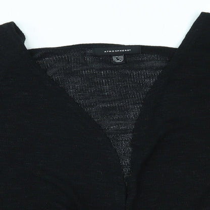 Close-up detail of Atmosphere women’s black cardigan jumper, size UK 14