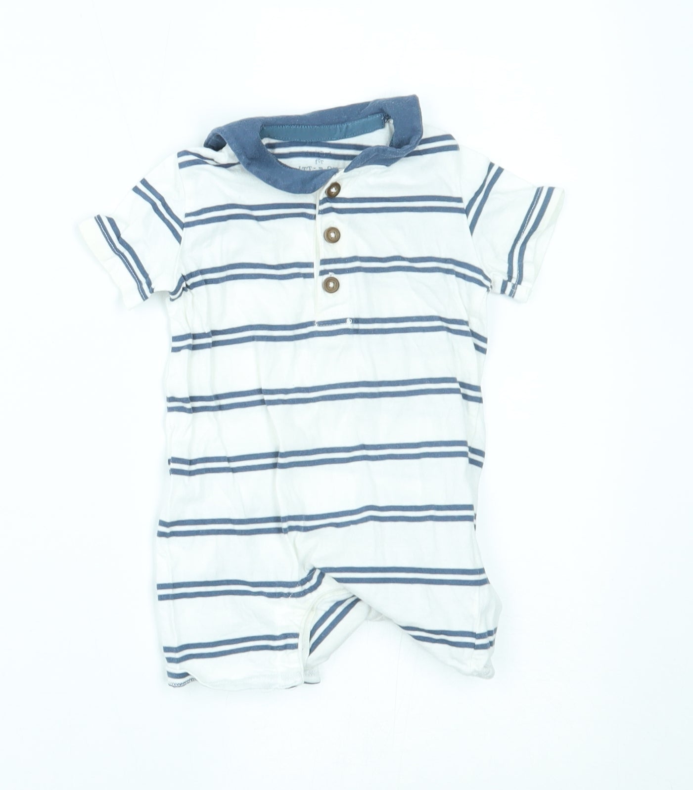 F&F Baby White Striped  Babygrow One-Piece Size 6-9 Months  - small cape