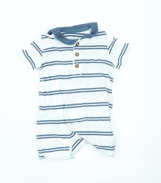 F&F Baby White Striped  Babygrow One-Piece Size 6-9 Months  - small cape